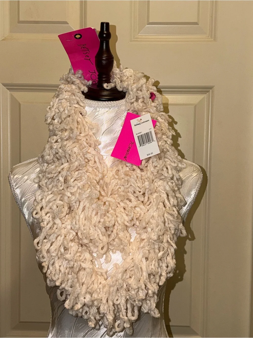 Betsy Johnson Handmade Cream Loop Knit Infinity Scarf